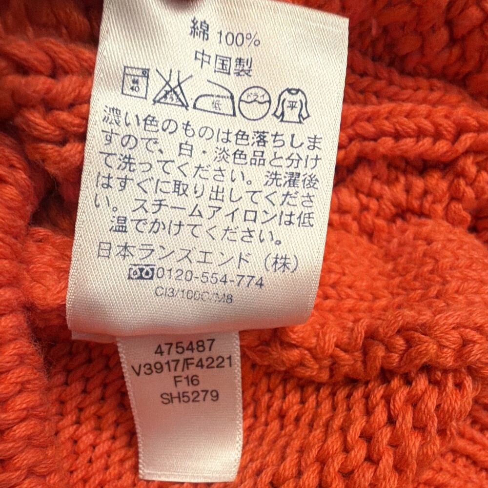 Vintage Woman Lands' End Drifter Cable Fisherman M Orange Preppy Classic - Picture 8 of 8